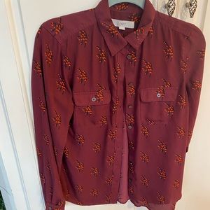 Loft red floral blouse, size small